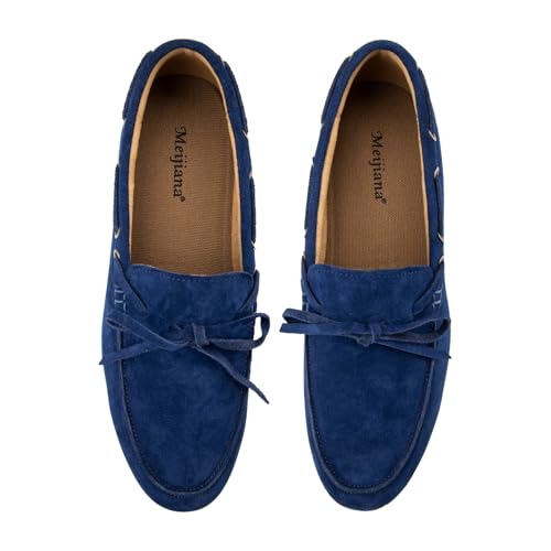 Image of Meijiana Men's Genuine Leather Loafers Slip-On Moccasins Suede Dress Shoes, Lightweight and Breathable with Rubber Sole Stylish Mens Loafers