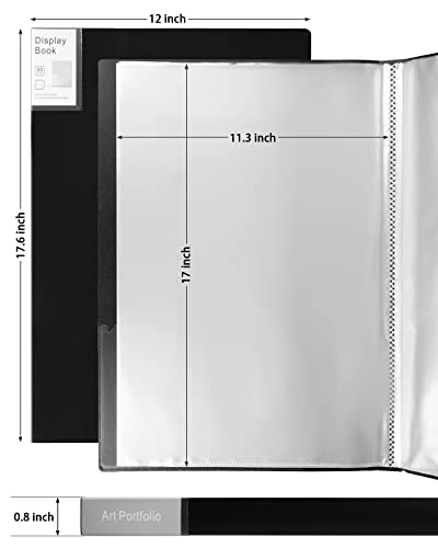Portfolio Folder For Artwork Art Portfolio Binder 2 Packs 11"X17" Demo Book Black Portfolio Folder With Protective Film Binder With Plastic Sleeve 30 Pockets 60 Page Capacity #TOP1