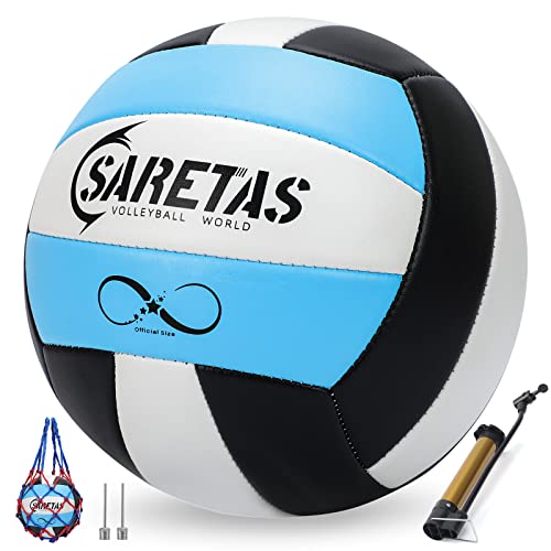 Saretas Volleyball Soft Beach Volleyball Official Size For Outdoor/Indoor Play, Blue Volley Balls For Youth Teens Girl And Adults, Practice Volleyballs With Pump Needles For Backyard #TOP24