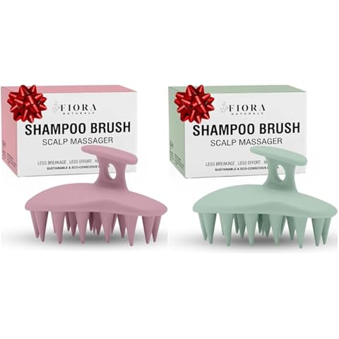 Fiora Naturals Scalp Massager Shampoo Brush - Silicon Scalp Scrubber & Exfoliator for Dandruff Removal and Hair Growth, Scalp Brush for Wet & Dry Hair, Shampoo Brush for Men, Women, Kids - BPA Free Cover
