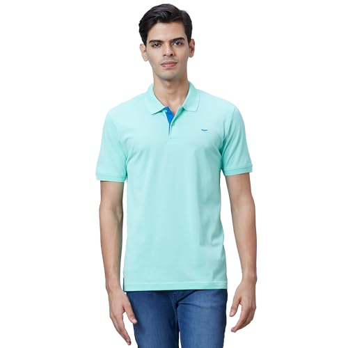 Image of Park Avenue Slim Fit Pure Cotton Print Pattern Polo Neck Casual T-Shirt