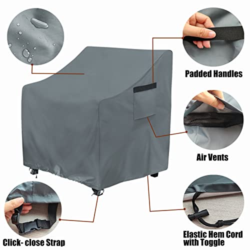 ANANMEI Outdoor Swivel Chair Cover 2 Pack, Fits to 30" L X 34" W X 38.5" H Patio Chair Covers, 420D Tear-Resistant, UV Resistant, Waterproof Outdoor Chair Covers Grey — view 3