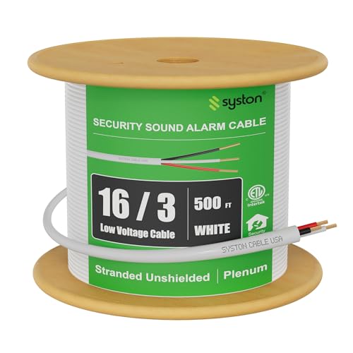 Syston 16/3 Fire Alarm Security Cable, Stranded Copper, CMP, White 500 FT