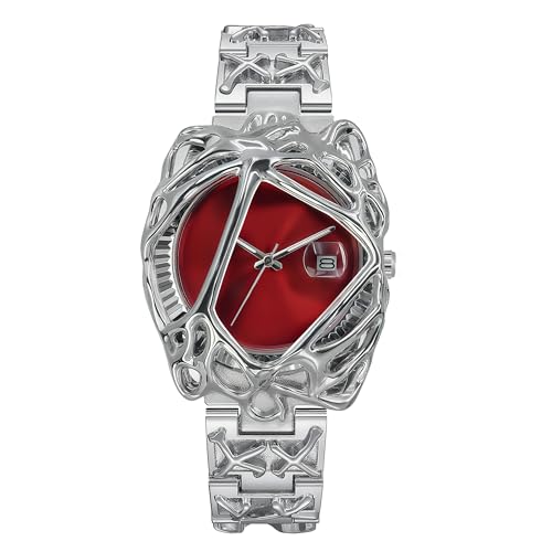 BARAMON Watches for Men Fashion Unique Quartz Watch Hip Hop Rock Punk Wrist Watch Casual Cool Wristwatches Stainless Steel Waterproof Men's Watch for Gift