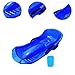 Aosekaa Toboggan Snow Sled Sand Skiing Sled for 2 Sledders Heavy Duty Downhill with Double Brakes Grass Sled Grass Sledding Board, Blue