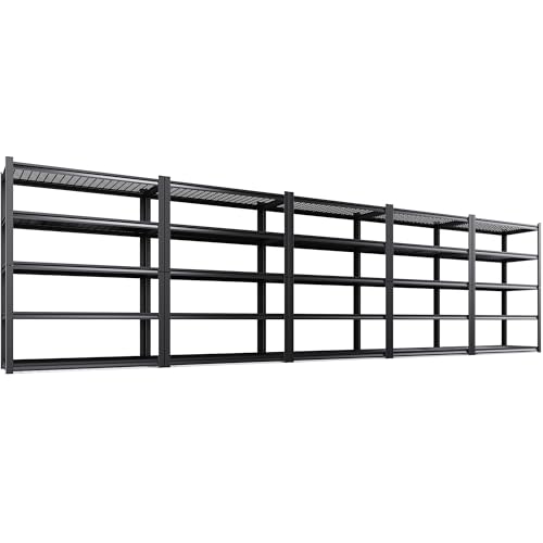 Image of 5-Pack Heavy Duty Garage Shelving for Large Storage & Garage Organization, 78 inchH x 46 inchW x 20 inchD 5-Tier Adjustable All Metal Wire Shelf for Tools, Storage Bins, Bulk Items, Warehouse & Workshop