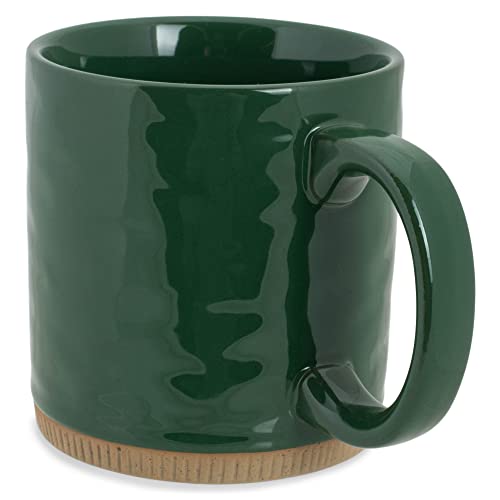 Elanze Designs High Gloss Raw Clay Bottom 15 Ounce Ceramic Stoneware Coffee Mugs Set Of 4, Green #TOP2