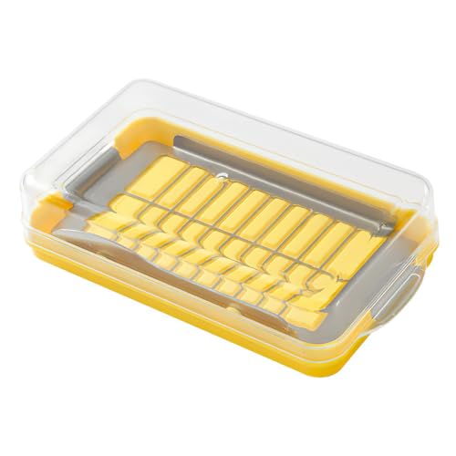 Butter Dish with Lid, Butter Dishes with Stainless Steel Butter Slicer and Butter Knife Fork, 220 g Butter Block Cutter, for Butter Cheese Easy Cutting and Refrigerated Storage
