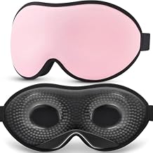 MABAO 2 Pcs Black & Pink Weighted Eye Mask for Sleeping, Blackout 3D Contoured Sleep Mask with Adjustable Strap for Women Men, Memory Foam, Gentle Pressure Relief Comfort Eye Cover Blindfold