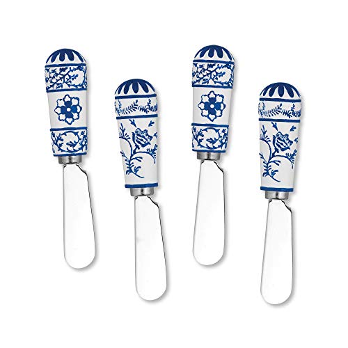 Wine Things Global Garden Resin Cheese Spreaders Set of 4, Blue