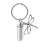 FASJOY Cremation Cylinder Urn Jewelry Memorial Remains Keychain Dragonfly Charm Keepsake Ash Locket