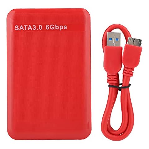 Qiilu Enclosure 1Tb Cover ABS 2.5Inch Usb3.0 Sata3.0 High Speed 6Gbps Mobile Hard Disk Enclosure Supports 6Tb Uasp Acceleration (Red) (Not The Hard Drive) Cover