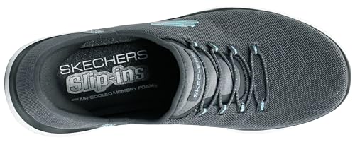 Skechers Women's Hands Free Slip-ins Summits Classy Night Sneaker, Grey/Light Blue, 6.5 M US