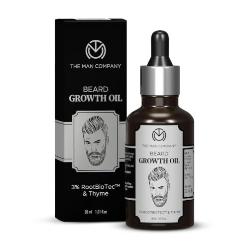 Image of The Man Company Beard Growth Oil for Men | 30ml | Fast Beard Growth | Promotes Thick Beard| Reduces Patchy Beard | 3% RootBioTec + Thyme | Fast Absorption & Lightweight
