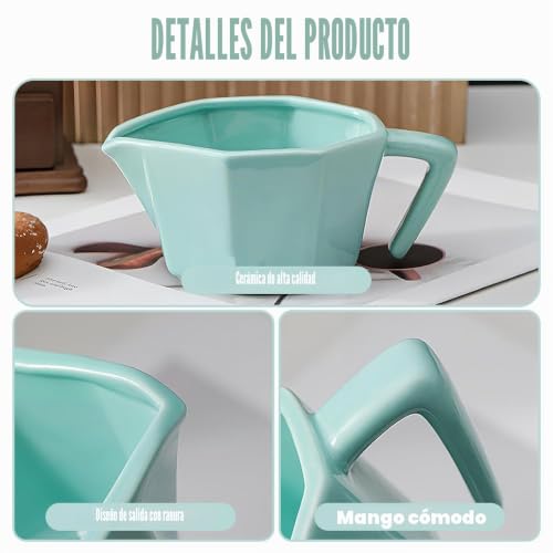 Miniatura 5 de Geoyien Fondue De Chocolate, Fondue Chocolate Y Mantequilla De Cerámica, Set De 300ml Con 1 Tenedores Para Queso Verde