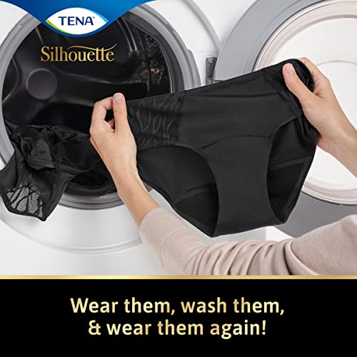 Tena-Silhouette-Womens-Washable-Incontinence-Pants-Soft-and-Stretchy-Black-3X-Protection-for-Light-Leaks-Dry-and-Secure-with-Odour-Control-Pack-of-1-Black-Size-XL