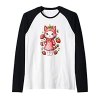 Strawberry Kitten Rain Coat Raglan Baseball Tee