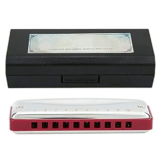 Harmonica à 10 trous en acier inoxydable ABS et résine pour adultes débutants (rouge) - Les Beatles, Paul McCartney, John Lennon, RIngo Starr, George Harrison