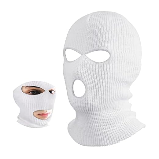 Pasamontañas de Punto de Invierno de 3 Agujeros Cubierta Facial Completa de Protección Pasamontañas de Esquí Térmico Bufanda Calentadora de Cuello para Actividades (Blanco)