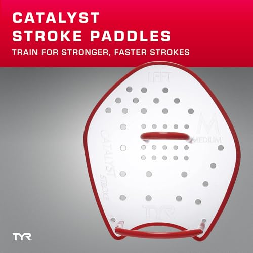 Image of TYR Catalyst Stroke Swim Paddles - Competitive Swimming Technique Equipment | Natural Palm Fitting | Durable K-Resin Construction | Stroke Technique & Power Building | Gridded Multi-Angle Silicone Straps