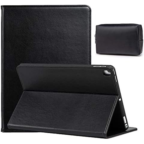 HYZUO 10.5 Inch Case with Stand Compatible with iPad Air 10.5/ iPad Pro 10.5/ iPad 10.2 Lambskin Leather Folio Smart Cover for iPad Air 3rd Gen 2019/ iPad Pro 10.5 2017/ iPad 8th/7th Gen, Black Cover