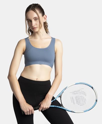Image of Jockey AP20 Women Wirefree Padded Tactel Nylon Elastane Stretch Full Coverage Racerback Styling Active Sports Bra with StayFresh and StayDry Treatment