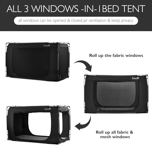 Borna Bed Tent Bed Canopy Bunk Twin Size, Portable Sleeping Tents Dream Tents Indoor for Kids and Adult, Breathable Privacy Space on Bed with Three Doors (Mattress Not Included)