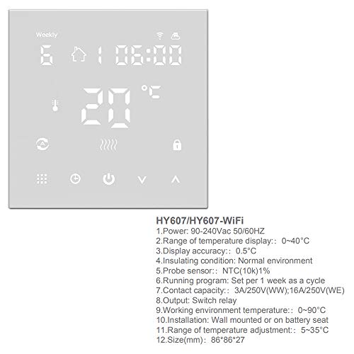 Raumthermostat Decdeal HY607 für elektrische Fußbodenheizungen