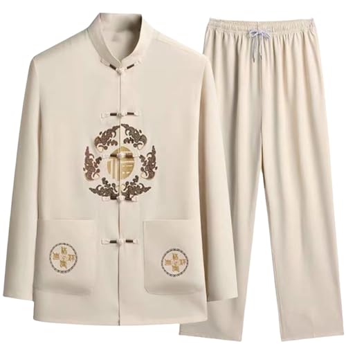 Costume hanfu beige pour homme en taille XS un ensemble style chinois de printemps