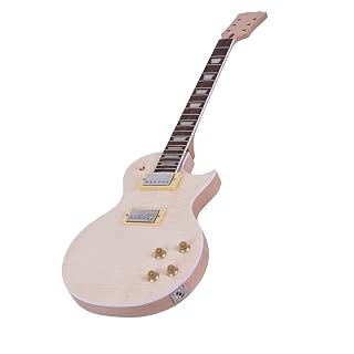 LP Style Kit guitare électrique brut à monter soi-même Corps et manche en acajou Touche en bois de rose - Les Beatles, Paul McCartney, John Lennon, RIngo Starr, George Harrison