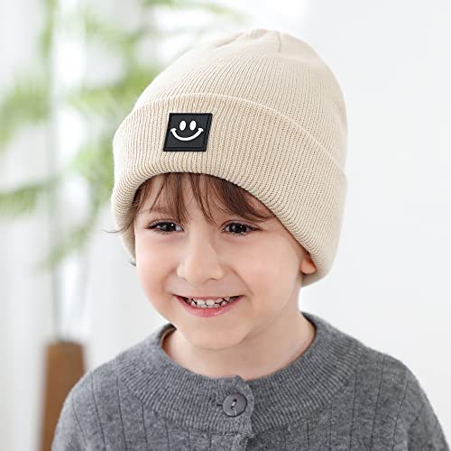 Fynnsure Baby Beanie Baby Winter Hat With Smile Face Toddler Beanie Soft Knit Toddler Beanies For Boys Girls Caramel 0-24 Months #TOP3