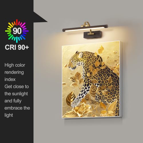 Image of Tassuowell LED Picture Lights for Wall Rechargeable, Battery Operated Art Light for Paintings (Wood Grain, 15.7inch)