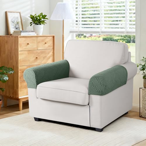 Ruaozz Couch Cushion Covers for Sectional Sofa Stretch Seat Cushion Covers Washable Sofa Slipcovers for L Shaped Soft Furniture Protector Pet Friendly (2 PC Armrest Cover, Sage Green) — view 2