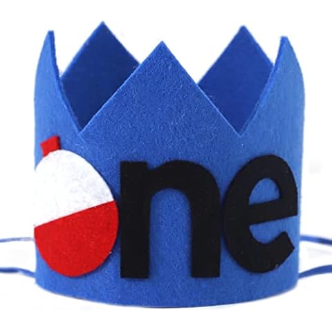 MADENG The Big One Birthday Crown - Blue Non-woven Fish Theme Party Decoration, Cute Little Fisherman Baby Shower Background Photo Props, Fishing Party Decoration Cover