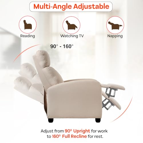 Sillón reclinable textil beige confortable miniatura 5