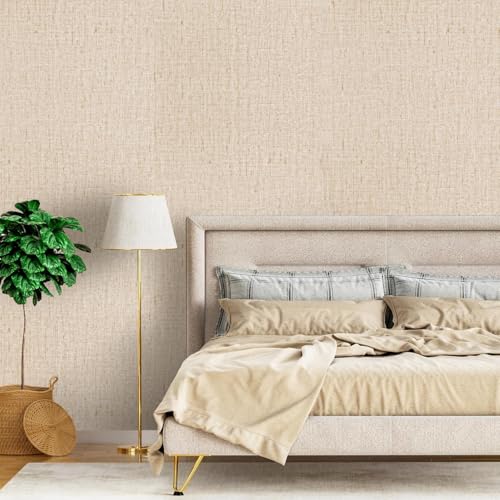 lenify Beige Grasscloth Peel and Stick Wallpaper Textured Contact Paper 15.7inch x 787.4inch Faux Linen Vintage Grasscloth Contact Paper Self Adhesive Removable Wallpaper Vinyl