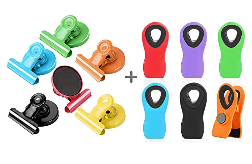 6Pack Magnetic Clips Fridge Whiteboard Magnets Clips &6 Pack Magnetic Chip Clips Food Storage Bag Clips #TOP5