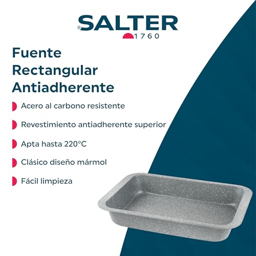 Miniatura 2 de Salter Bw02774g Fuente Para Horno De La Colección Marblestone, 36cm, Rustidera, Antiadherente, Bandeja Para Hornear, Fácil De Limpiar, Molde Apto Para Hornos De Hasta 220 C, Gris, 36 Cm