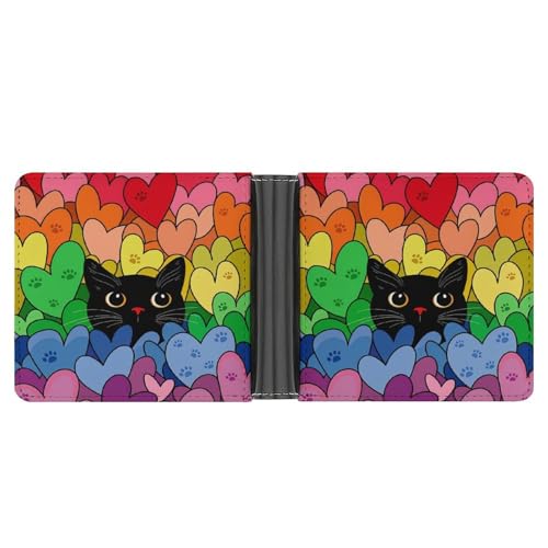 Pride Rainbow Black Cat Love Heart Bifold Wallet