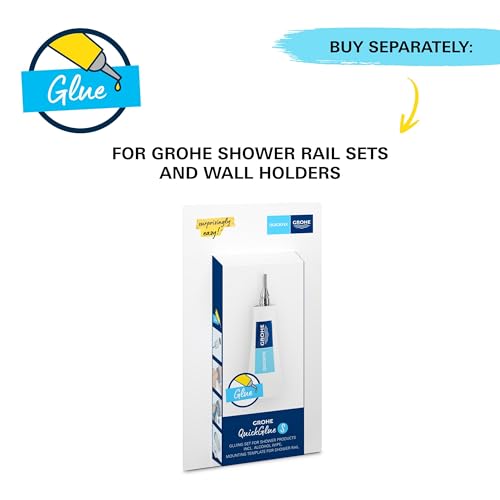 GROHE Start, Badewannenarmatur mit Duschkopf (Duscharmatur für die Badewanne, Auto-Umstellung Wanne/Brause, mit Handbrause, 1,5m Duschschlauch, klebbare Halterung ohne Bohren), chrom, 25283002
