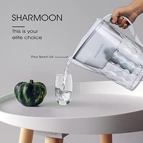 Sharmoon 10 Cup Pitcher Water Filters, 200-Gallon Water Purifier Pitchers With 2 Replacement Filters, Bpa Free, Water Filter Dispenser For Drinking And Tap Water #TOP4