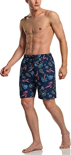 Tsla Men's Swim Trunks, Quick Dry Beach Swimming Board Shorts, Bathing Suits With Inner Mesh Lining And Pockets, Print 7'' Board Shorts Cocktail Party, Medium #TOP7