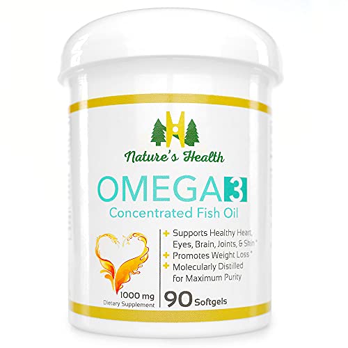 Nature's Health Omega 3 – Naturally Boost Cognitive Functions & Support Healthy Cholesterol Levels – 1000 Mg Per Serving – 90 Softgels #TOP3