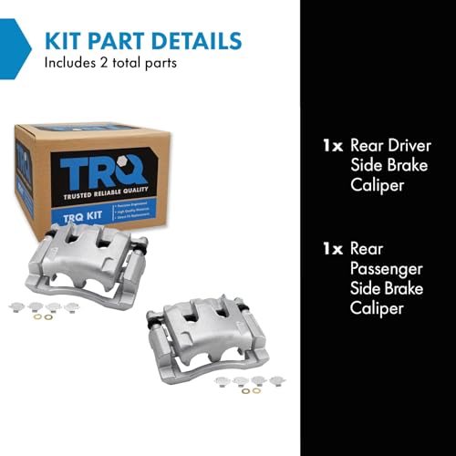 Image of TRQ Rear Brake Caliper Set Zinc Coated Brackets Hardware Compatible with 2005-2012 Ford F 350 Super Duty 2011-2012 F 450 Super Duty