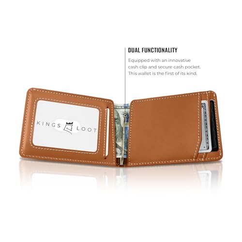 Image of Kings Loot Wallet for Men | Minimalist Slim RFID Blocking Leather Design with Cash Pocket & Card Pull Strap | Holds 1-12 Cards | Stylish & Durable Wallets (Saffron)
