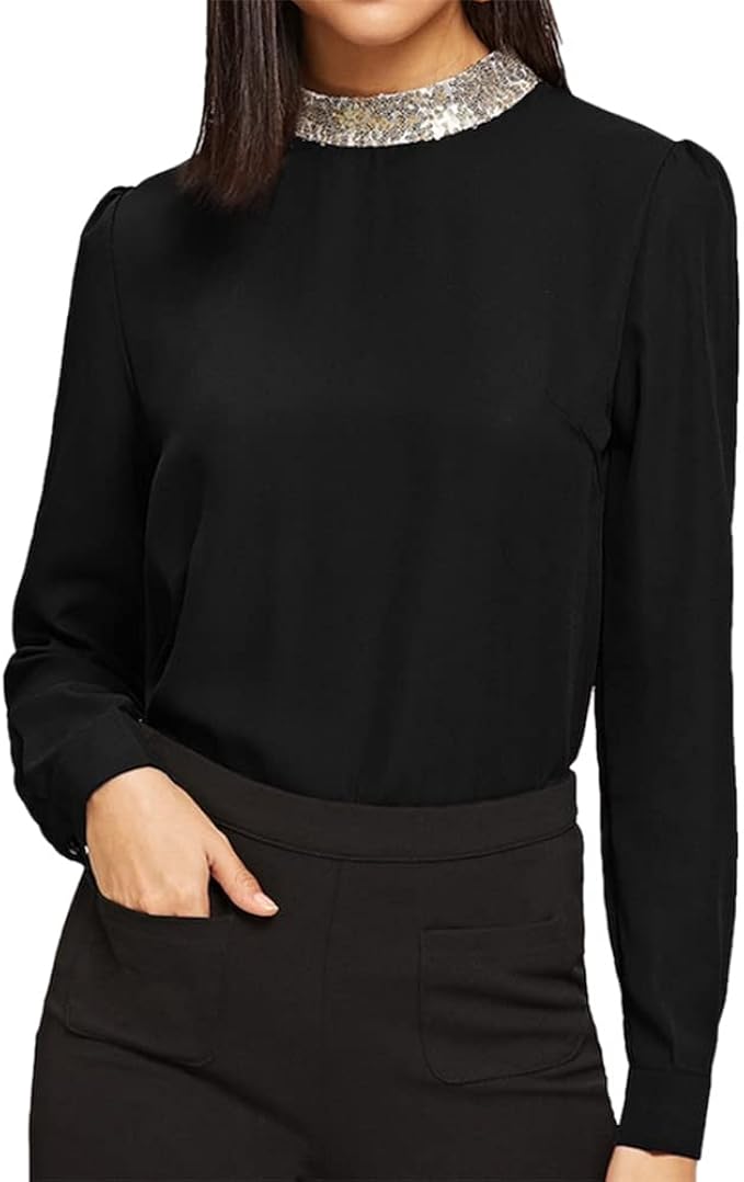 sequin collar shirt