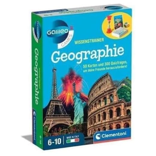 Clementoni Galileo Games WissensTrainer - Wissensfragen zur Geographie Deutschlands und der übrigen Welt - Quiz-Spiel für Kinder ab 6 Jahren 59360