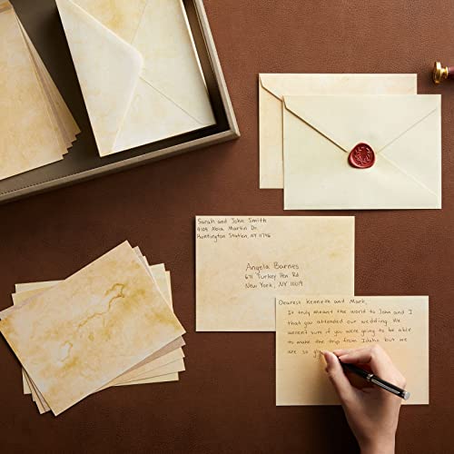 60-Pack Blank Cards And Envelopes 5X7, Aged Notecards For Party Invitations, Printable Vintage A7 Stationery For Announcements, Scrapbooking, Blank Inside, Antique Designs #TOP1