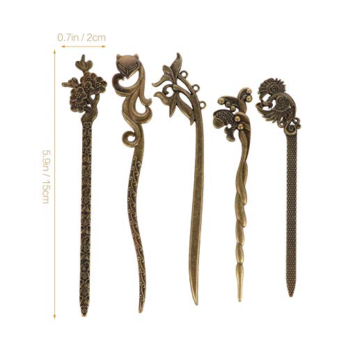 Lurrose Penteados de Cabelo Vintage Garfos de Cabelo Retrô Hastes de Cabelo Chinesas Grampo de Cabel