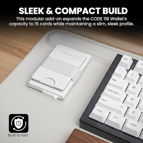 Image of CODE 118 Modular Backplate - Slim Minimalist Aluminum Wallet Accessory - Expandable Cash & Business Card Holder - Modular Add-on for Men Expands Storage up to 8 cards, Wallet not Included (Glow)